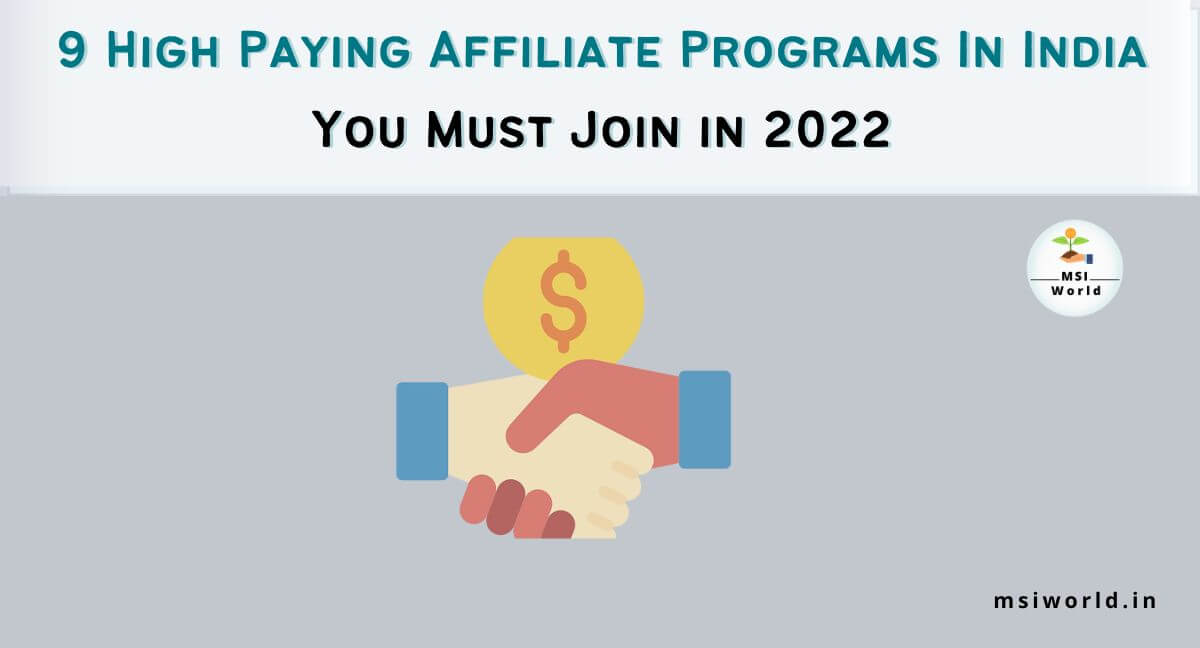 high paying affiliate programs in india 2022