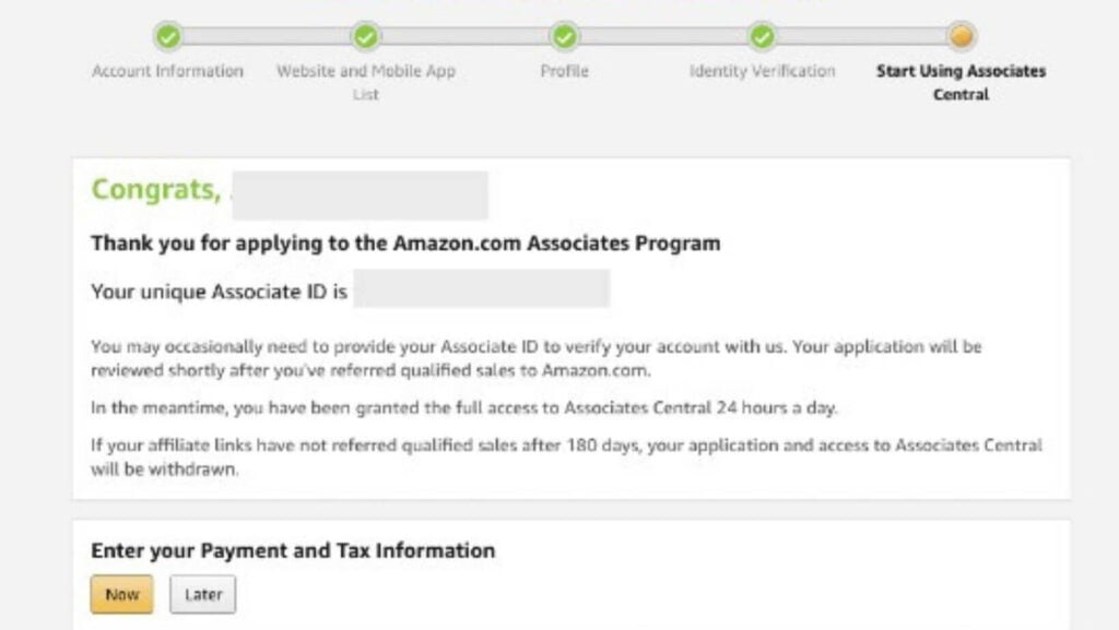 amazon affiliate payment method selection